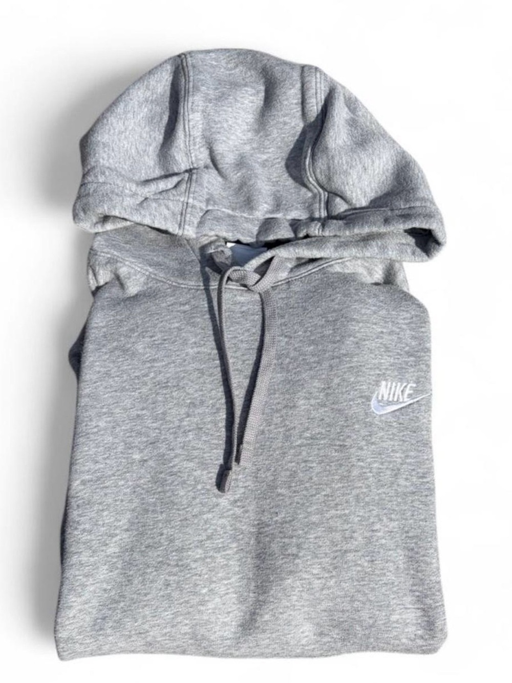 Nike Club Fleece Grey Pullover Hoodie - Size Medium